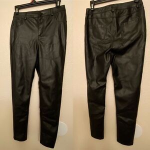 Chocolate black sexy faux leather High Waisted skinny pants trousers slacks -S